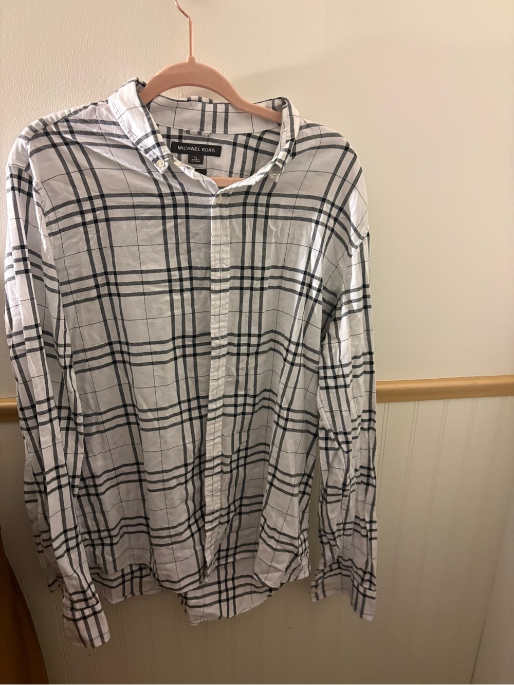 Michael Kors Men’s XL Slim Fit Plaid Long Sleeve Button-Down Shirt